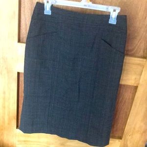 Mossimo Pencil Skirt, Sz 4, Gray Plaid, Kick Pleat